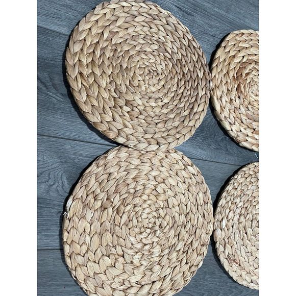 KAZI Essentials Boho Round Woven Placemats Set of 6 Natural Wicker 13" - Picture 4 of 4